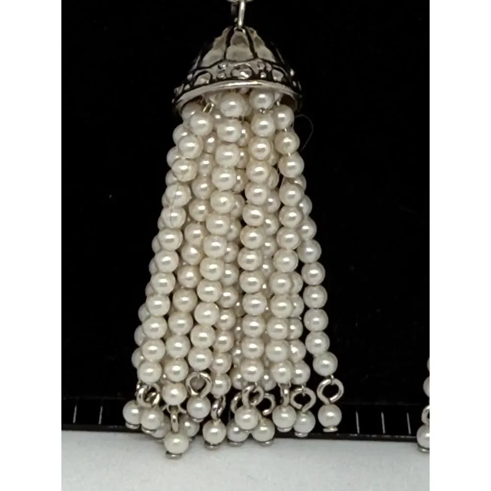 VINTAGE Avon Pearl Tassel Rhinestone Earrings Art Deco Gatsby Old Hollywood Glam